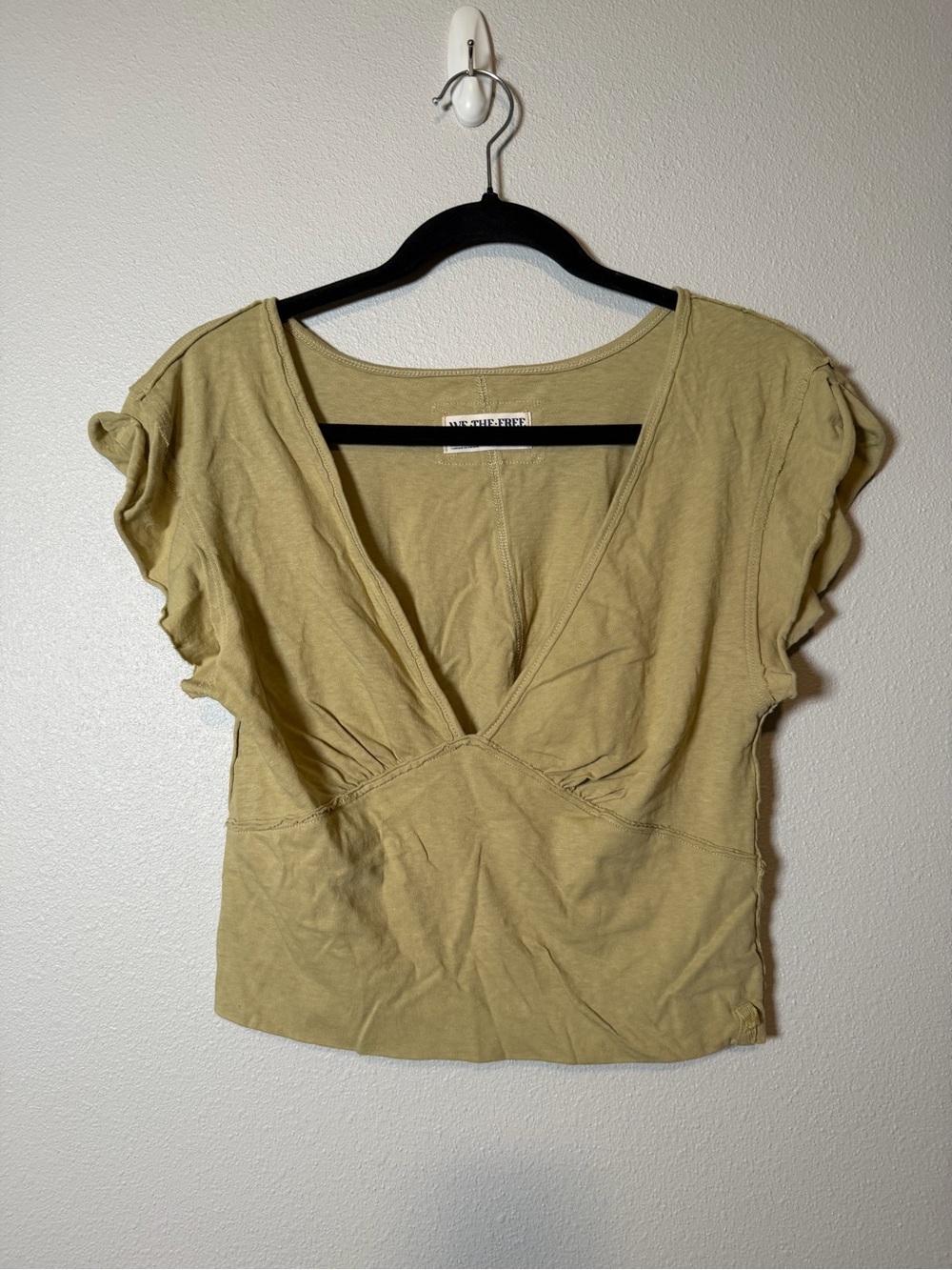 NWOT We the free Free people green v neck top medium